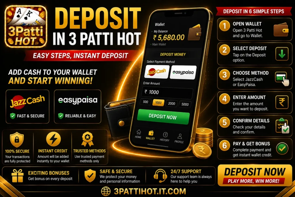 Deposit Money in 3 Patti Hot (Guide)