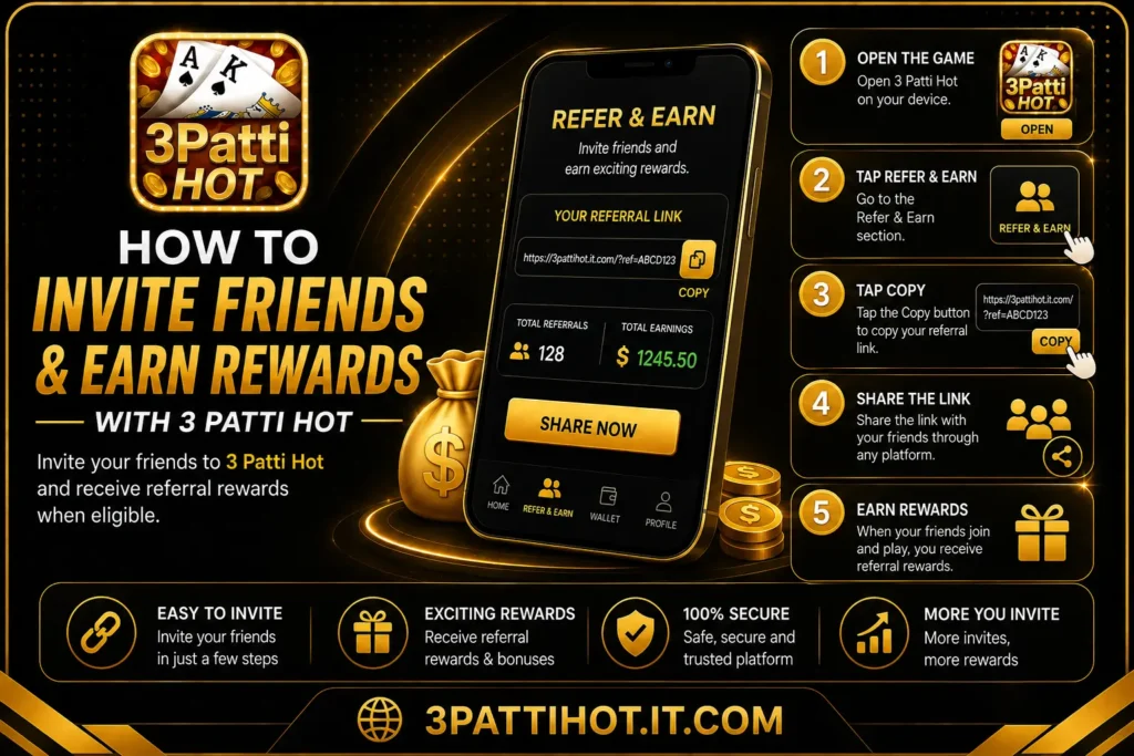 Invite Friends & Earn Money in 3 Patti Hot